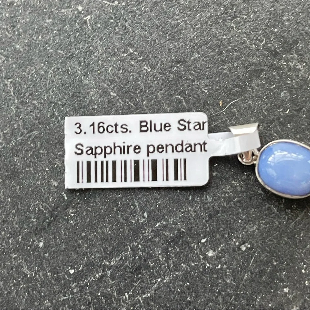 Elegant Sterling Silver 925 Blue Star Sapphire Pendant - Picture 9 of 11